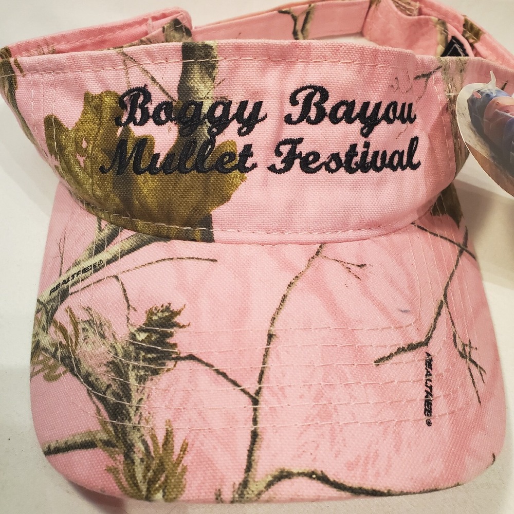 Boggy Bayou Mullet Festival Cap Hat Visor Pink Camouflage